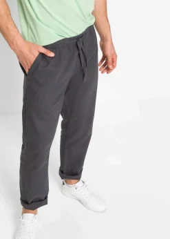 Discount Regular Fit Schlupfhose aus luftigem Leinen-Mix, Straight Herren Hosen|Große Größen