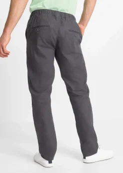 Discount Regular Fit Schlupfhose aus luftigem Leinen-Mix, Straight Herren Hosen|Große Größen