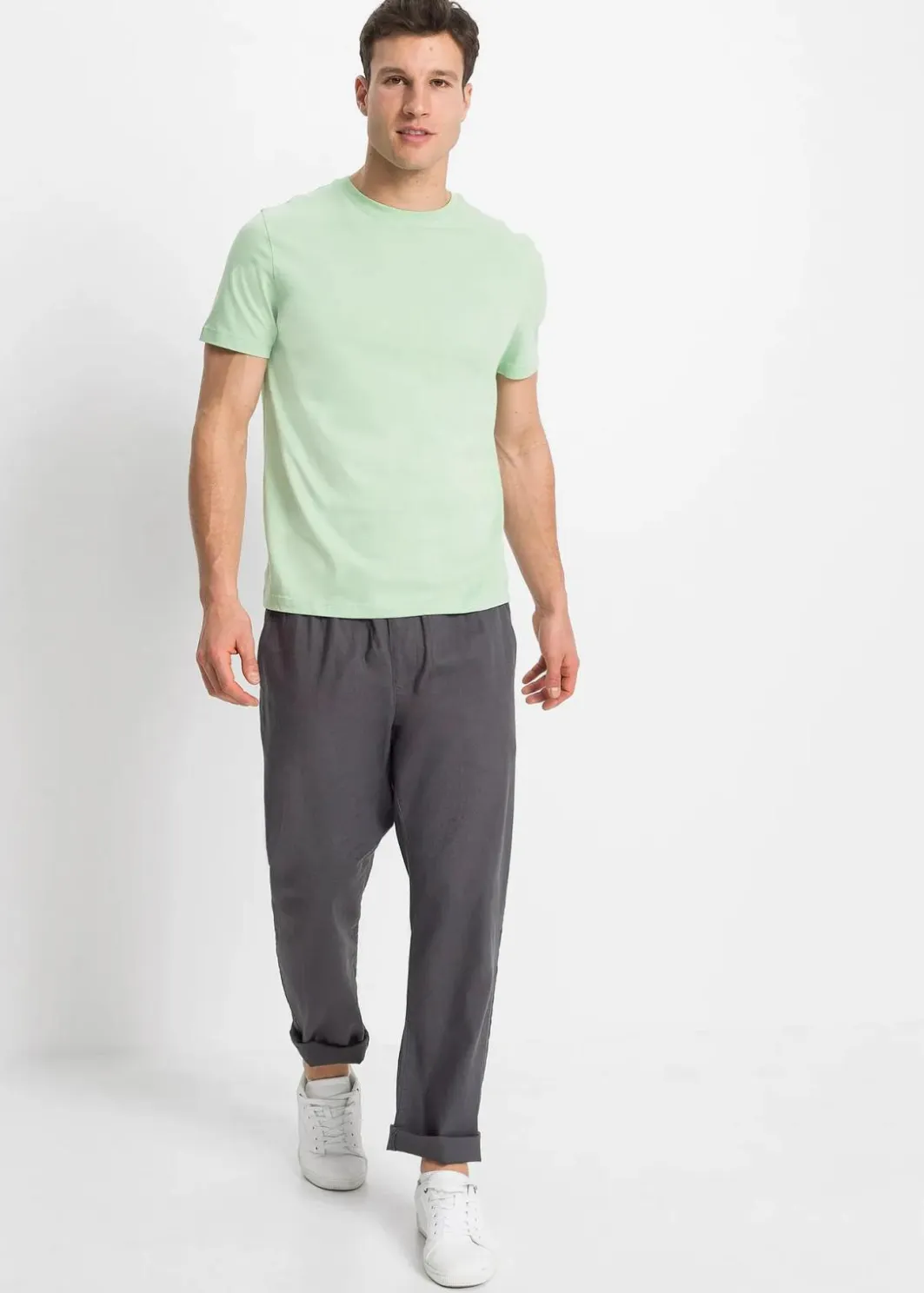 Discount Regular Fit Schlupfhose aus luftigem Leinen-Mix, Straight Herren Hosen|Große Größen