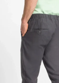 Discount Regular Fit Schlupfhose aus luftigem Leinen-Mix, Straight Herren Hosen|Große Größen