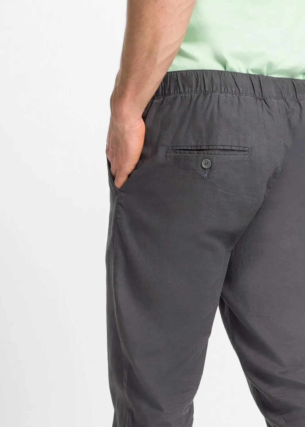 Discount Regular Fit Schlupfhose aus luftigem Leinen-Mix, Straight Herren Hosen|Große Größen