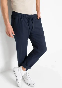 New Regular Fit Schlupfhose aus luftigem Leinen-Mix, Straight Herren Große Größen|Hosen