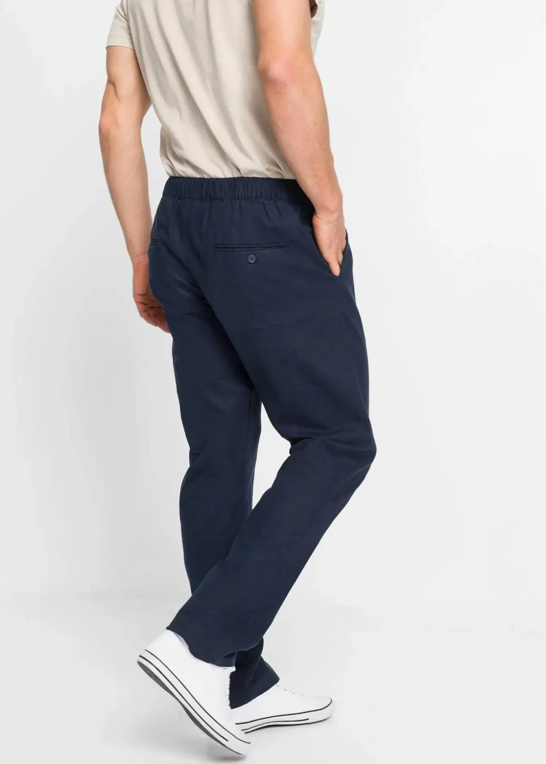 New Regular Fit Schlupfhose aus luftigem Leinen-Mix, Straight Herren Große Größen|Hosen