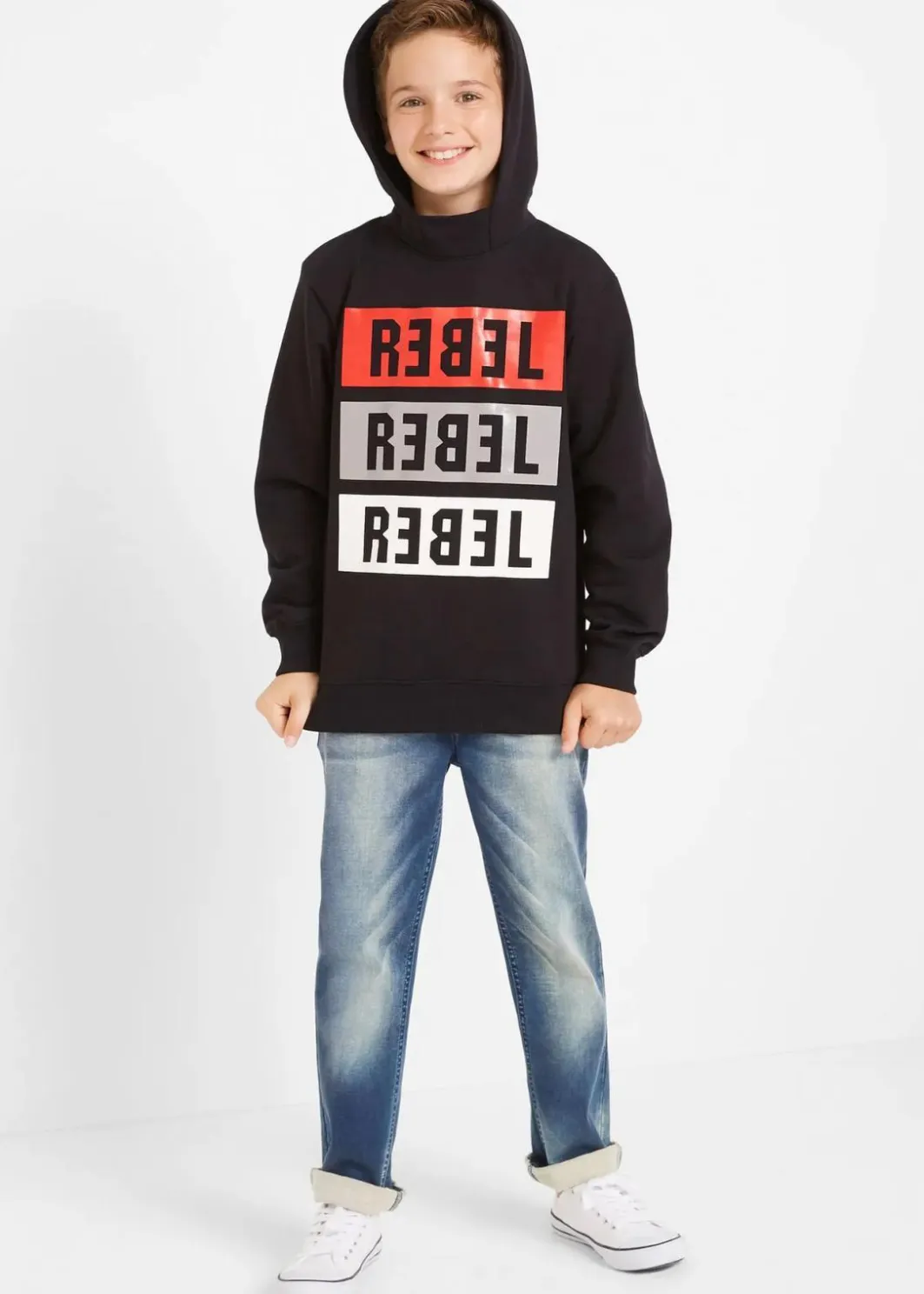 Kinder bonprix Jungen 9-16 Jahre·Bademode|Jungen 9-16 Jahre·Jeans|Regular Fit Schlupf-Sweat-Jeans, Straight