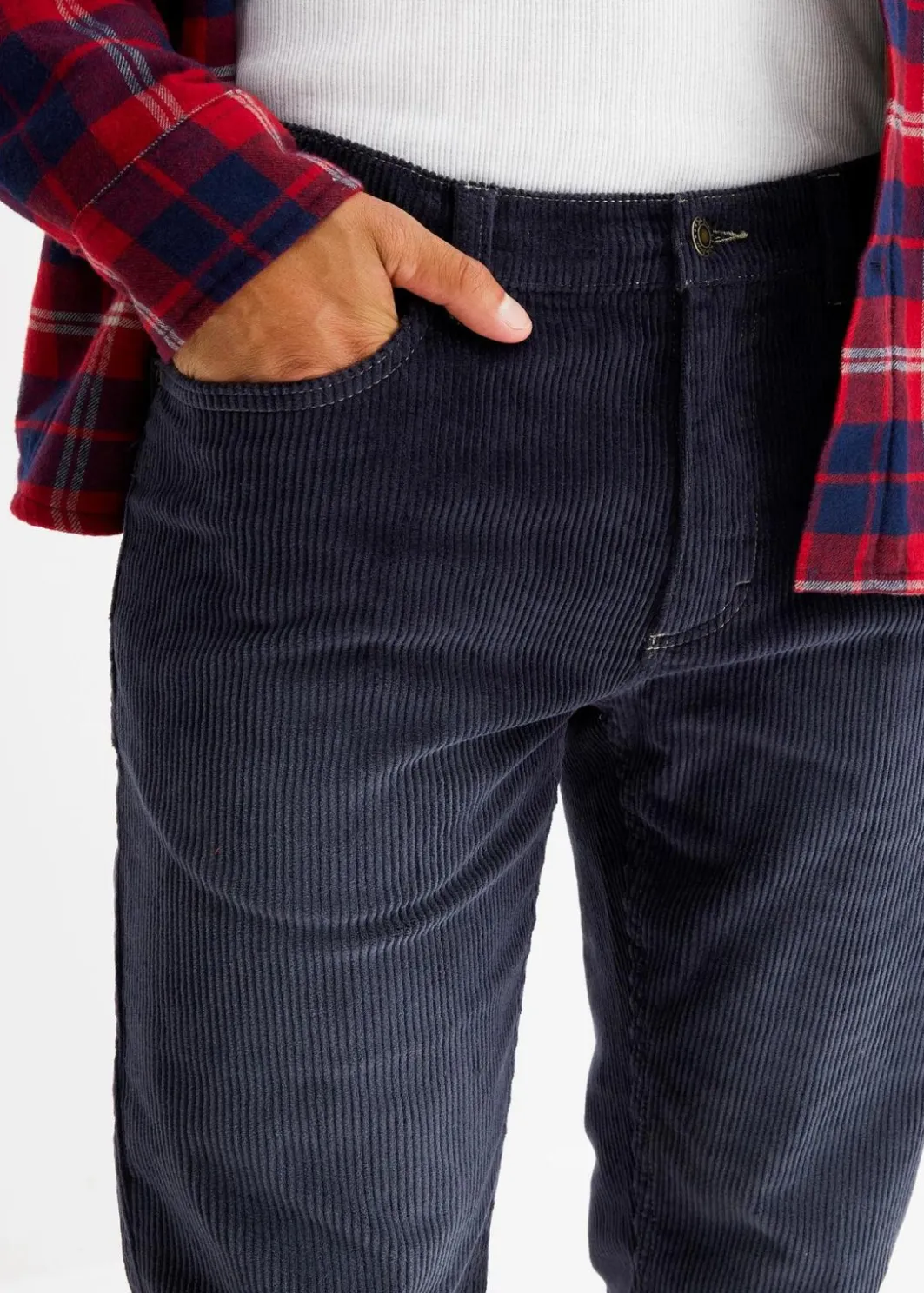 Clearance Regular Fit Stretch-Cordhose in gewaschener Optik, Straight Herren Hosen|Große Größen