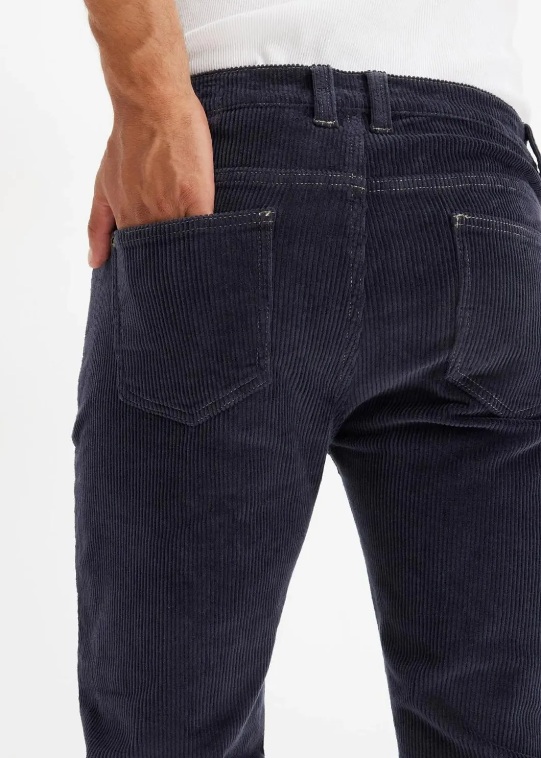 Clearance Regular Fit Stretch-Cordhose in gewaschener Optik, Straight Herren Hosen|Große Größen