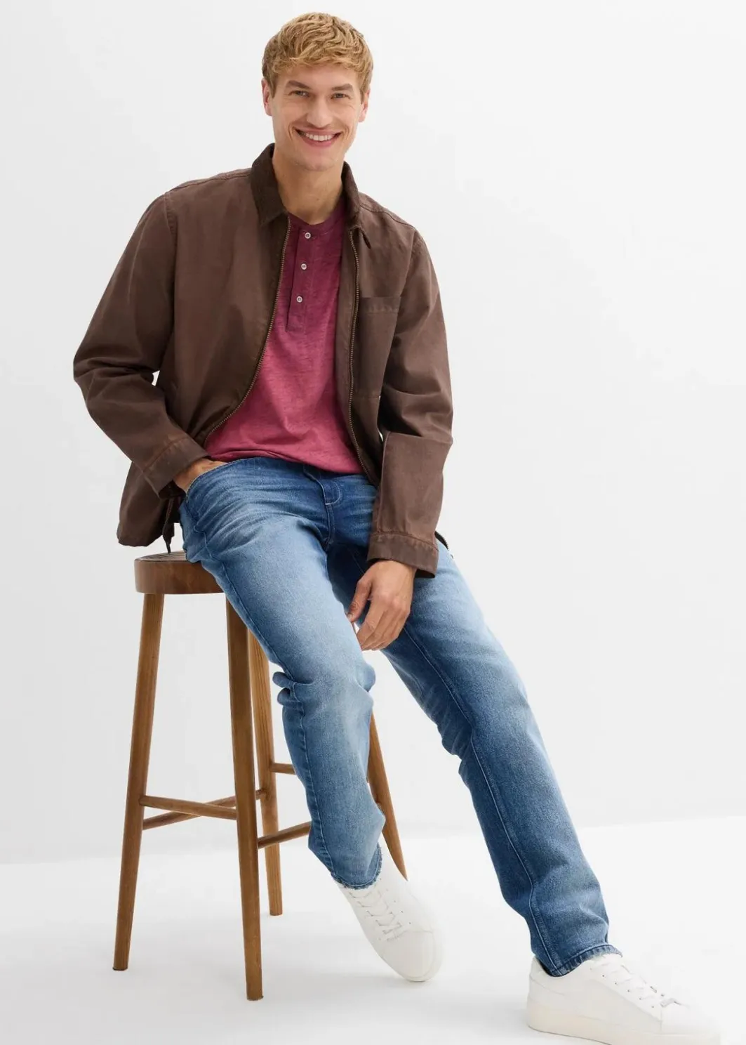Herren bonprix Große Größen|Jeans|Regular Fit Stretch-Jeans, Straight