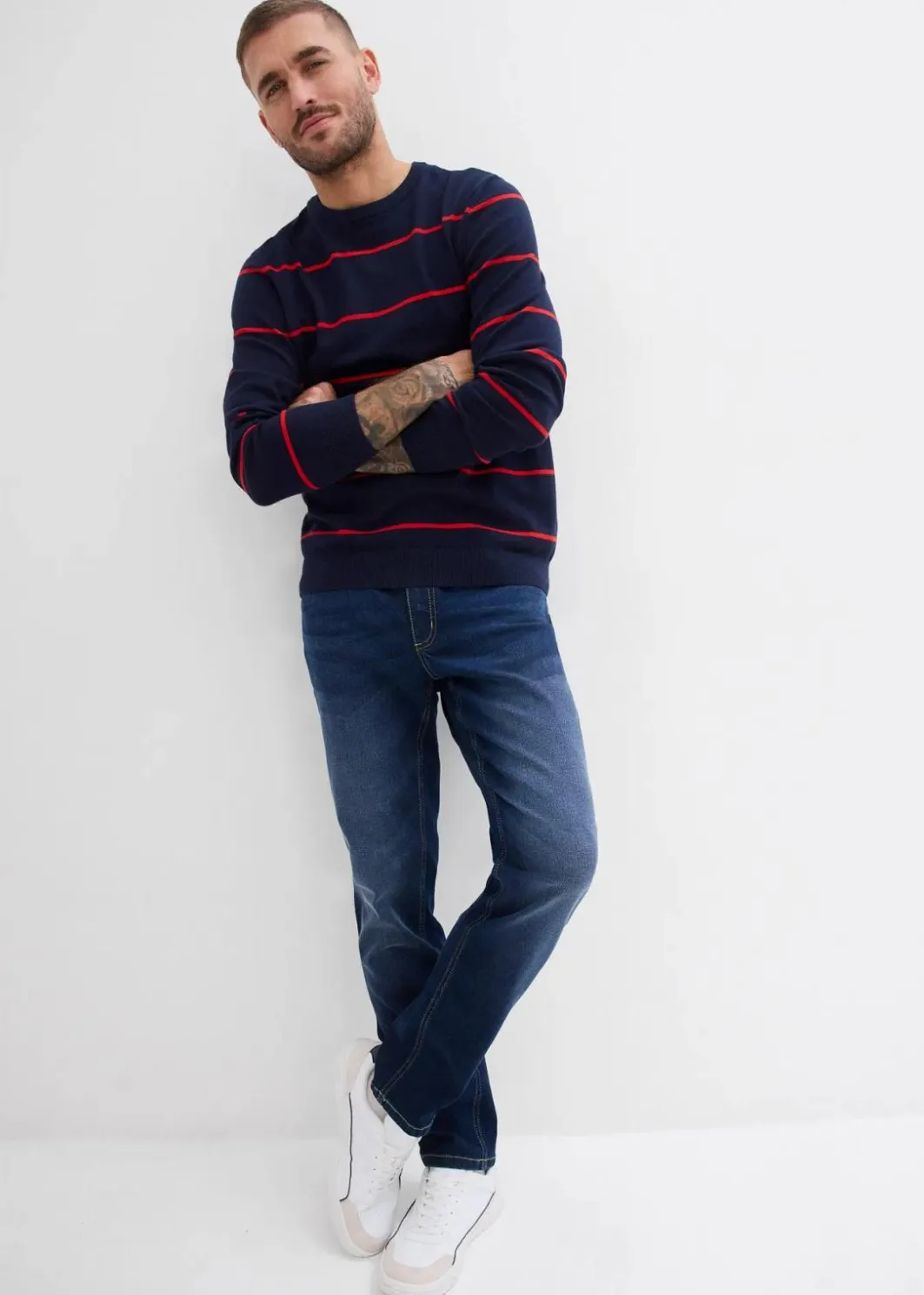 Herren bonprix Große Größen|Jeans|Regular Fit Stretch-Jeans, Straight