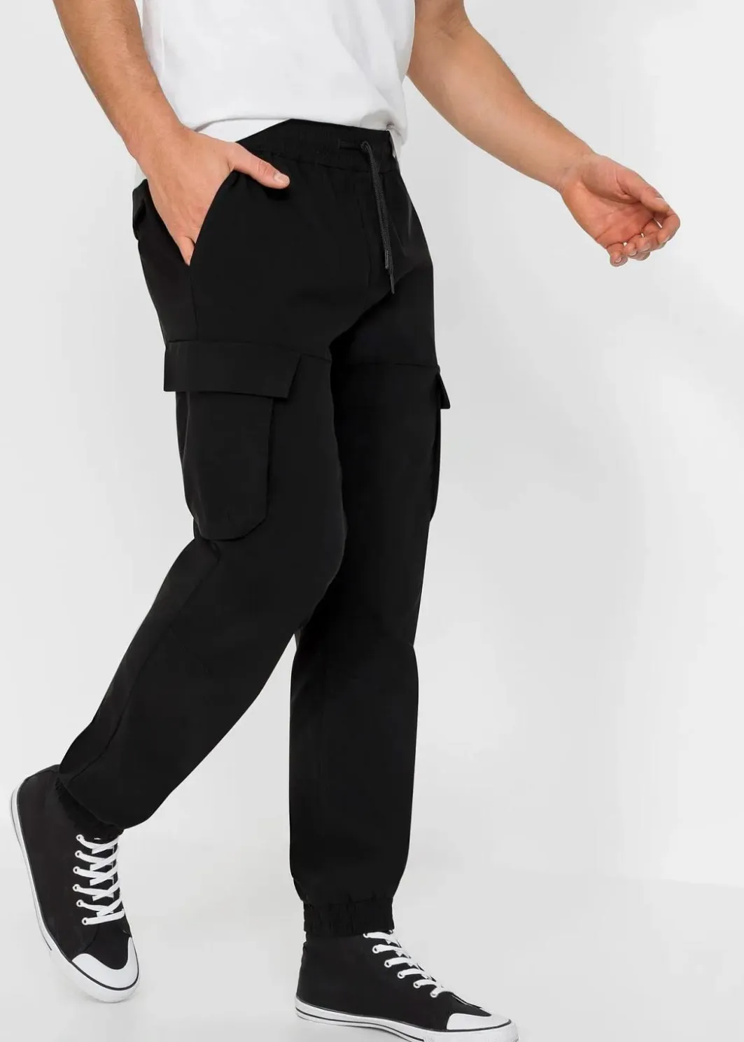 Discount Regular Fit Stretch-Schlupfhose mit Cargotaschen, Straight Herren Große Größen|Hosen
