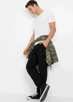 Discount Regular Fit Stretch-Schlupfhose mit Cargotaschen, Straight Herren Große Größen|Hosen