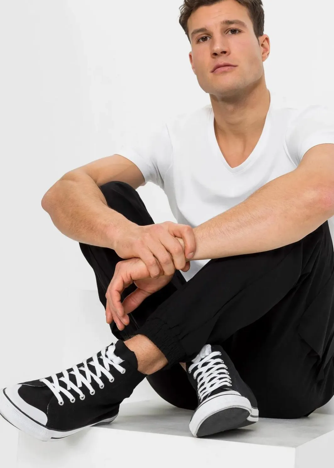 Discount Regular Fit Stretch-Schlupfhose mit Cargotaschen, Straight Herren Große Größen|Hosen