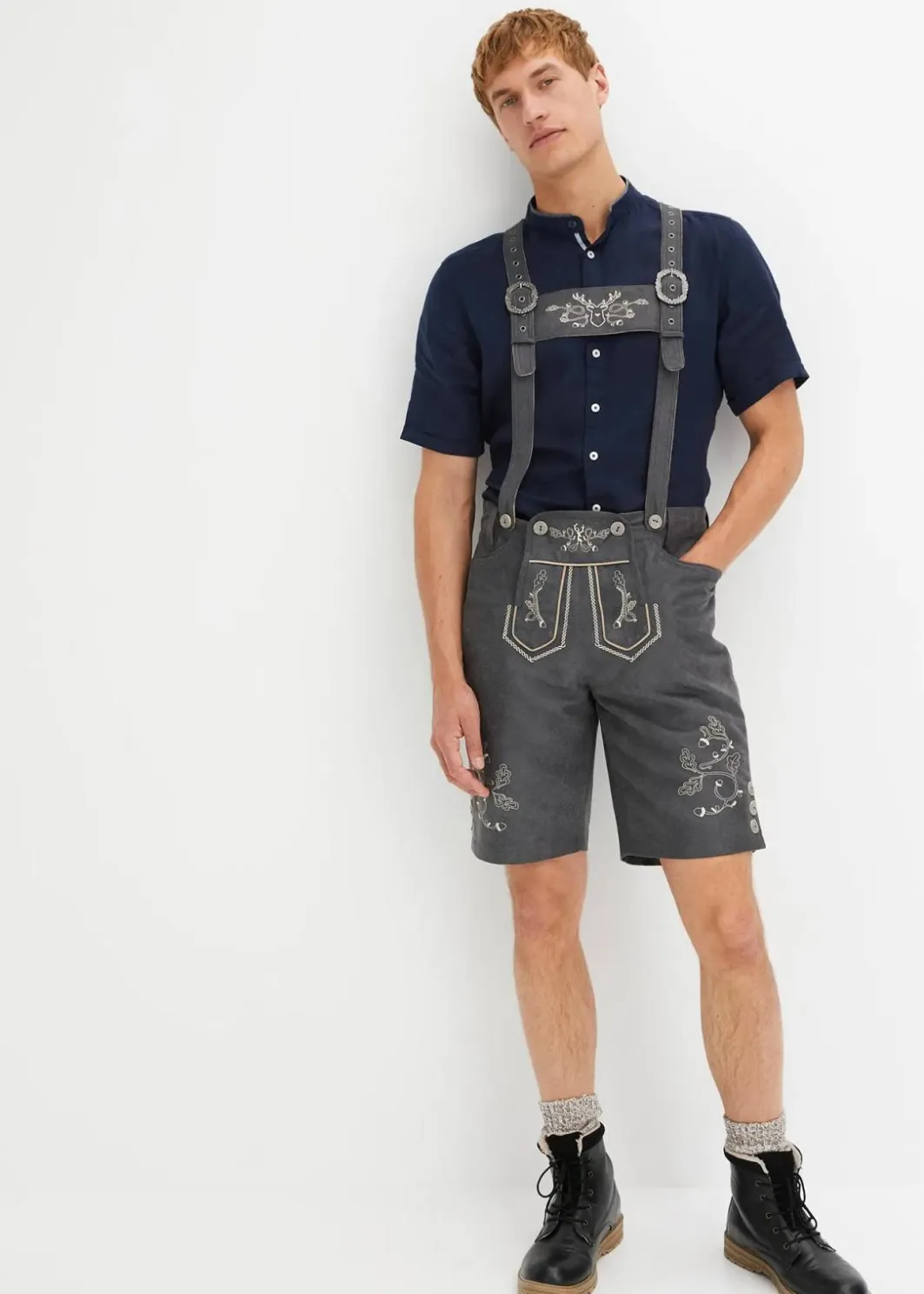 Herren bonprix Große Größen|Trachtenmode|Regular Fit Trachten-Hose aus Lederimitat
