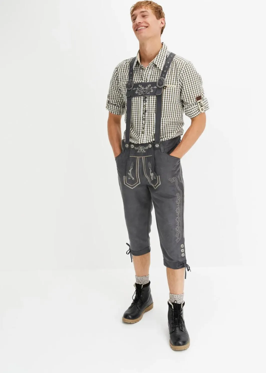 Herren bonprix Große Größen|Trachtenmode|Regular Fit Trachtenhose aus Lederimitat