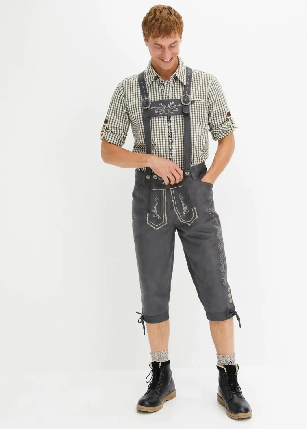 Herren bonprix Große Größen|Trachtenmode|Regular Fit Trachtenhose aus Lederimitat