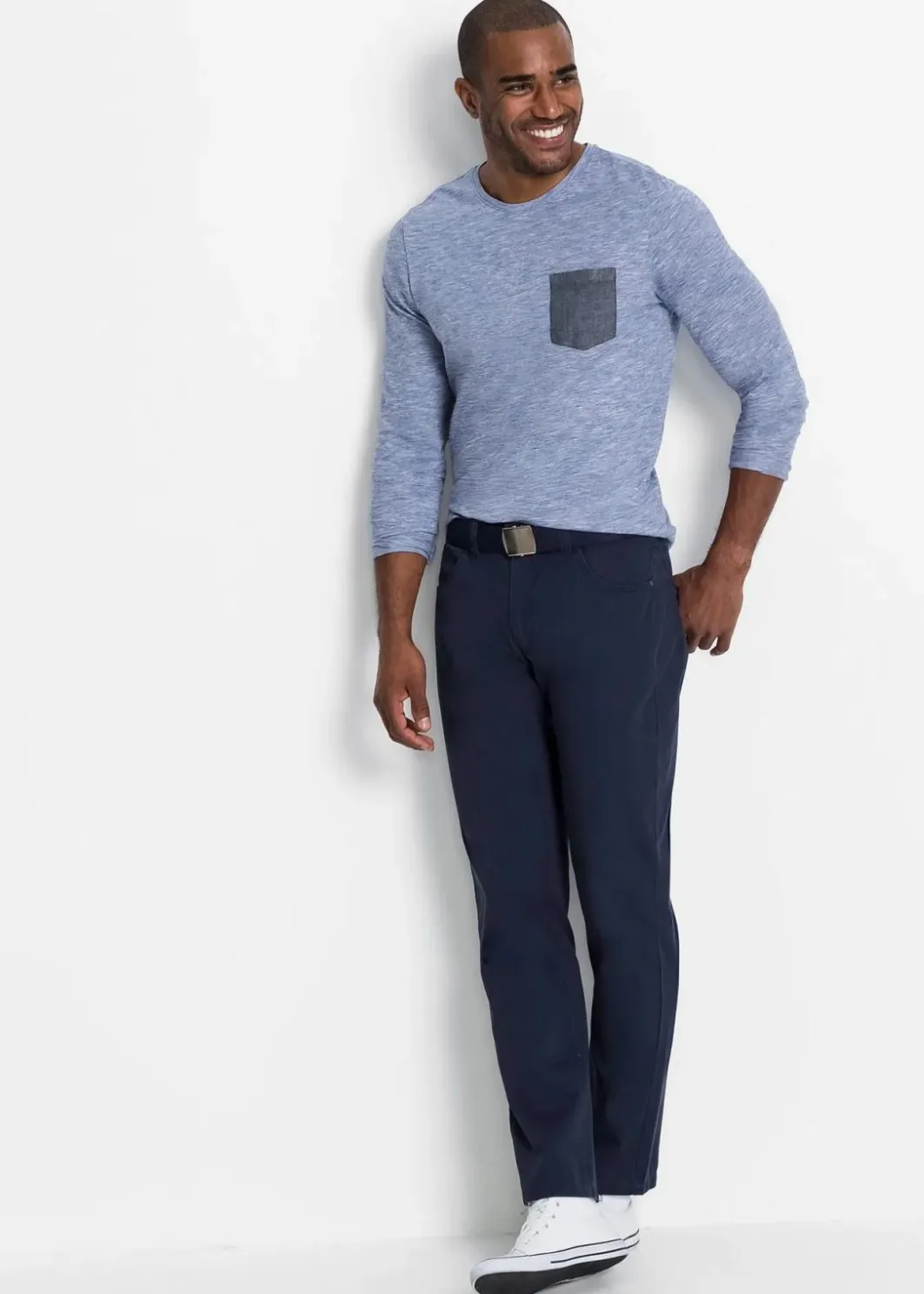 Sale Regular Fit Twillhose aus reiner Baumwolle, Straight Herren Hosen|Basics