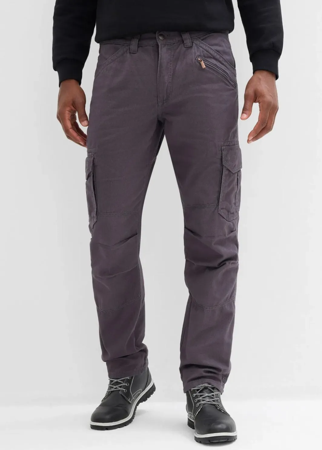 Herren bonprix Große Größen|Hosen|Relaxed Fit Cargohose aus robuster reiner Baumwolle, Straight
