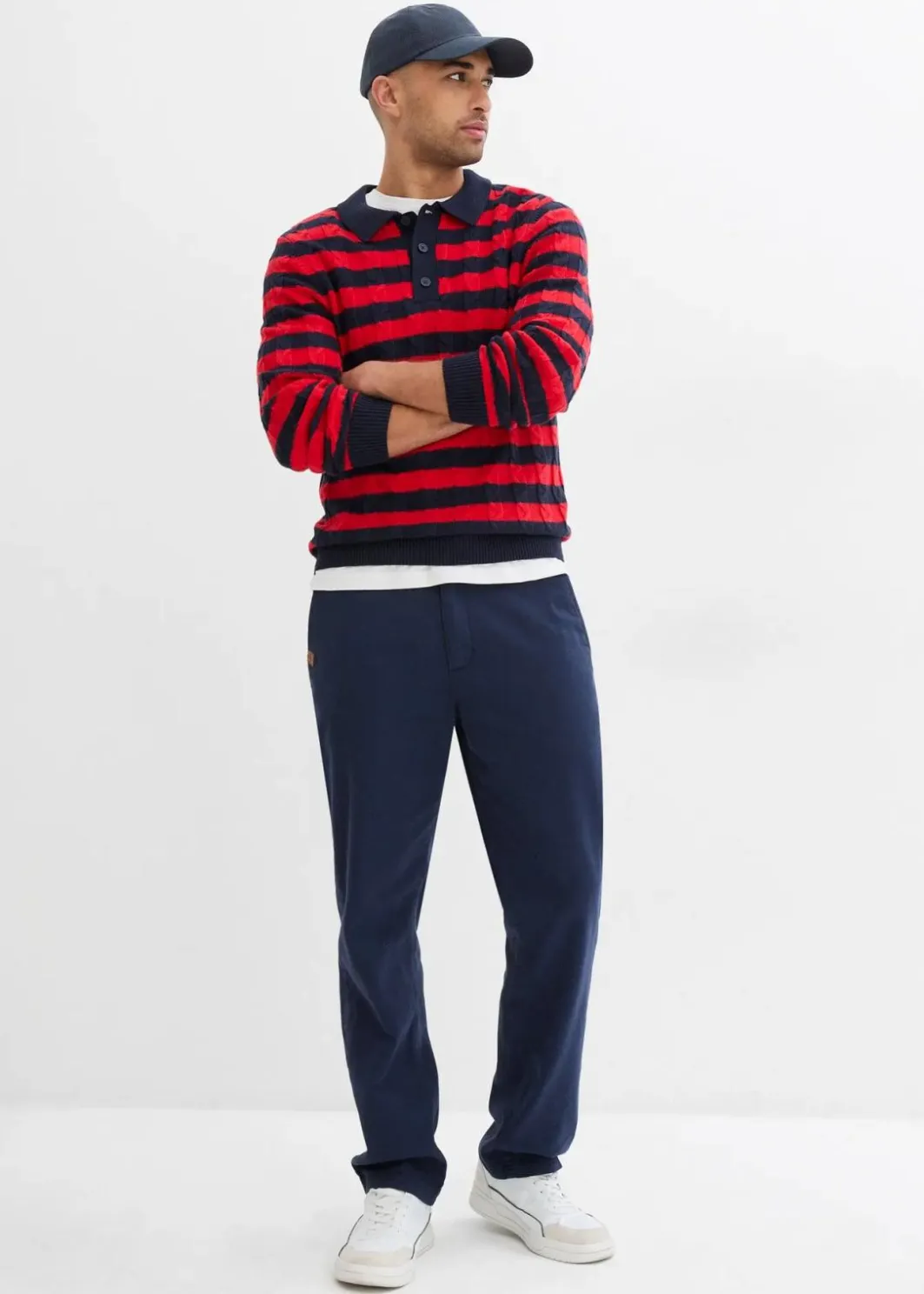 Clearance Relaxed Fit Chinohose mit Komfortbund, Straight Herren Hosen|Große Größen
