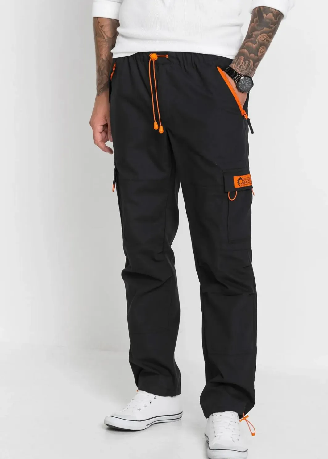 Herren bonprix Große Größen|Hosen|Relaxed Fit Schlupf-Cargohose, Straight