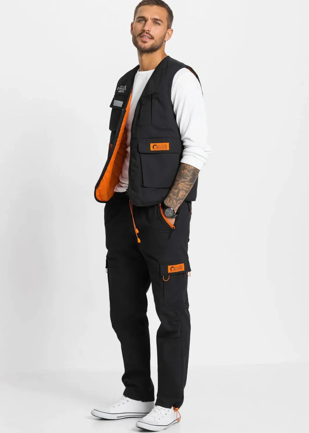 Herren bonprix Große Größen|Hosen|Relaxed Fit Schlupf-Cargohose, Straight