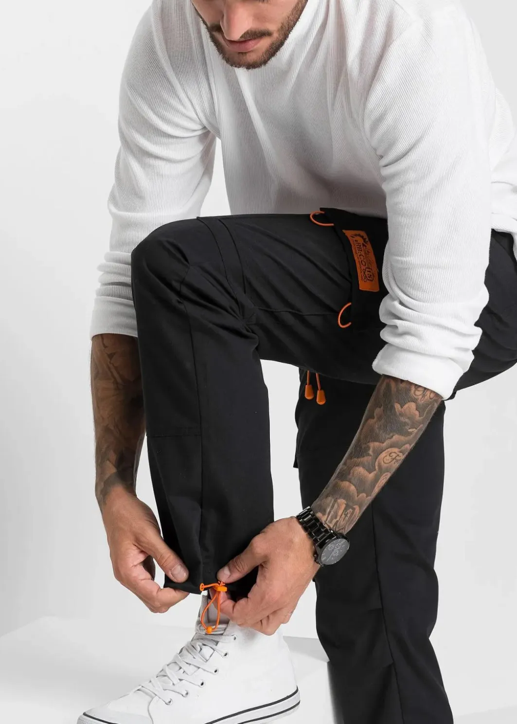 Herren bonprix Große Größen|Hosen|Relaxed Fit Schlupf-Cargohose, Straight
