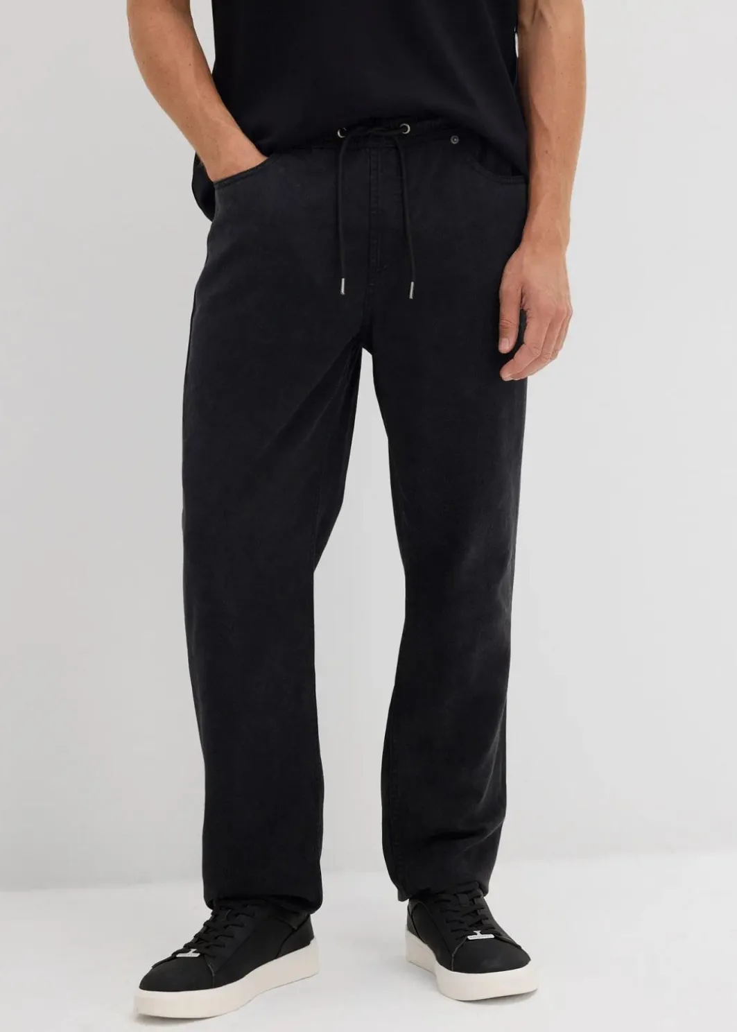 Herren bonprix Hosen|Große Größen|Relaxed Fit Schlupfhose aus reinem Baumwoll-Twill, Tapered