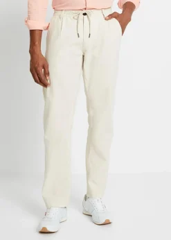 Herren bonprix Hosen|Große Größen|Relaxed Fit Schlupf-Hose aus luftigem Leinen-Mix, Straight