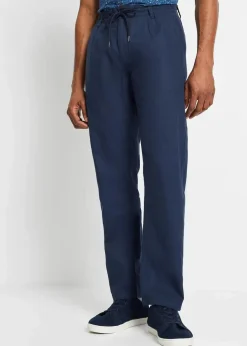 Herren bonprix Große Größen|Hosen|Relaxed Fit Schlupf-Hose aus luftigem Leinen-Mix, Straight