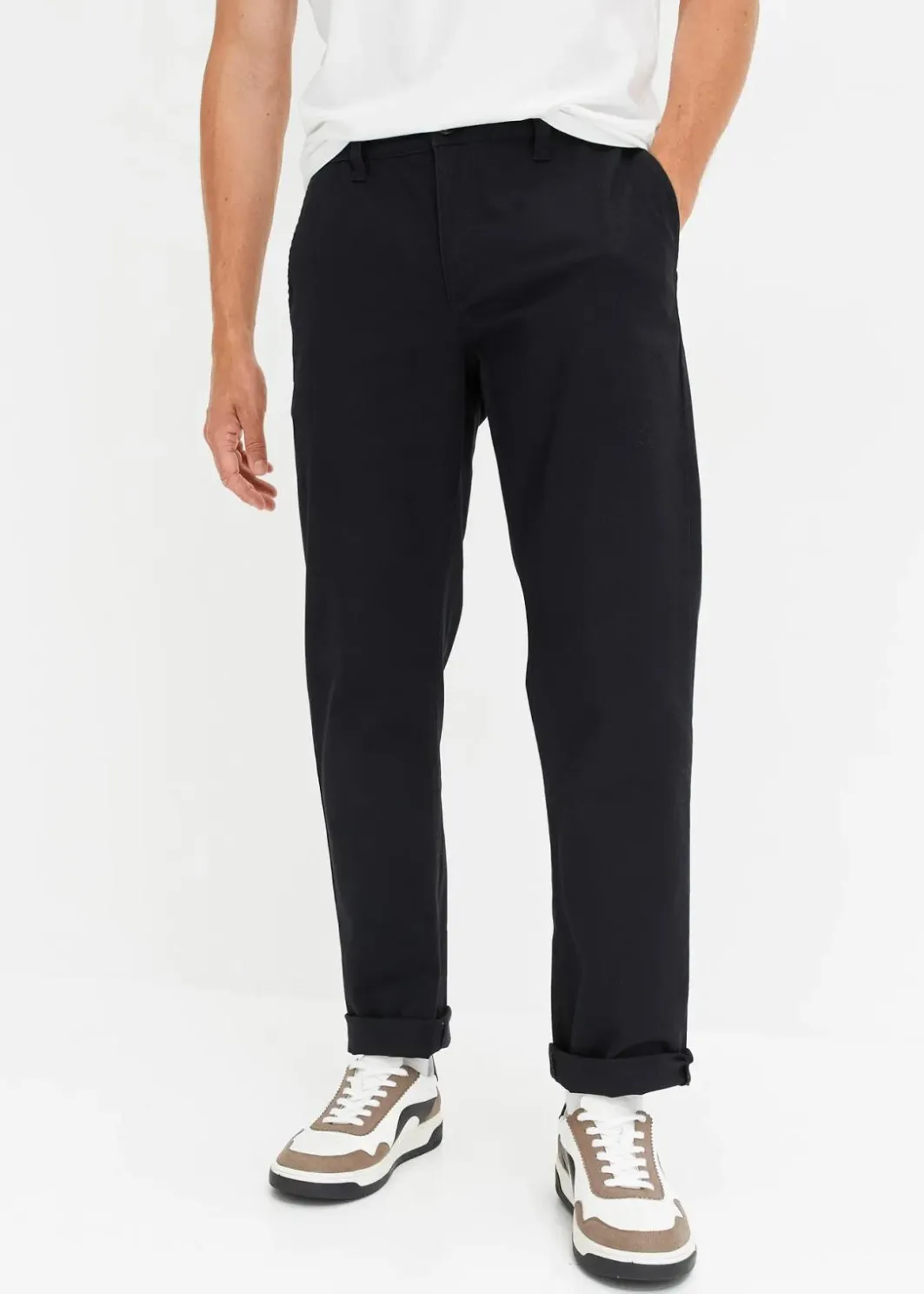 Herren bonprix Hosen|Große Größen|Relaxed Fit Stretch-Chinohose mit Bio Baumwolle, Straight