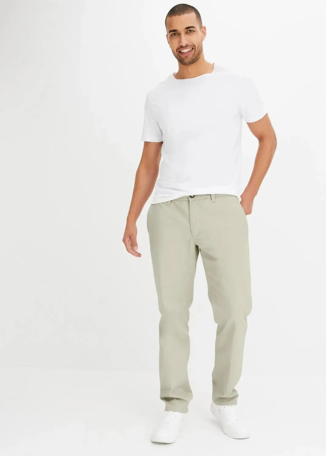 New Relaxed Fit Stretch-Chinohose mit Bio Baumwolle, Straight Herren Hosen|Große Größen