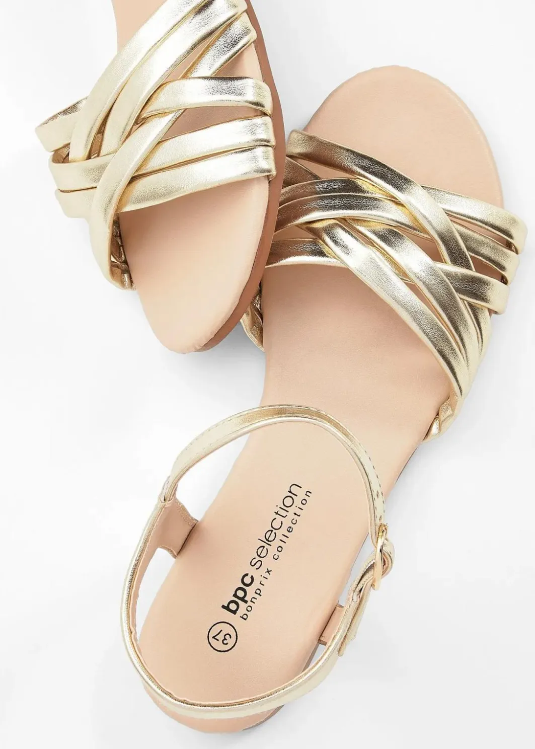 Online Riemchensandalen in Metallic-Optik Damen Sommerschuhe