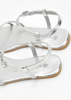 New Riemchensandalen in Metallic-Optik Damen Sommerschuhe