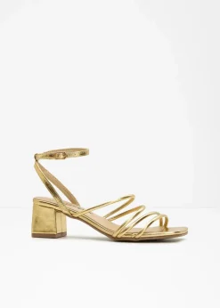 Hot Riemchensandaletten in Metallic-Optik Damen Sommerschuhe|Festliche Mode