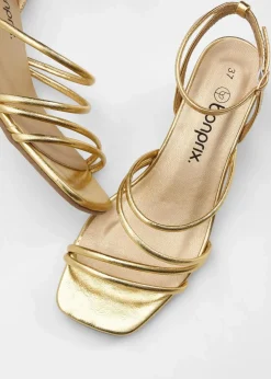 Hot Riemchensandaletten in Metallic-Optik Damen Sommerschuhe|Festliche Mode