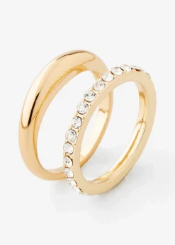Damen bonprix Schmuck|Schuhe & Accessoires In Spezialgrößen·Schmuck|Ringe veredelt mit Glaskristallsteinen (2er Pack)