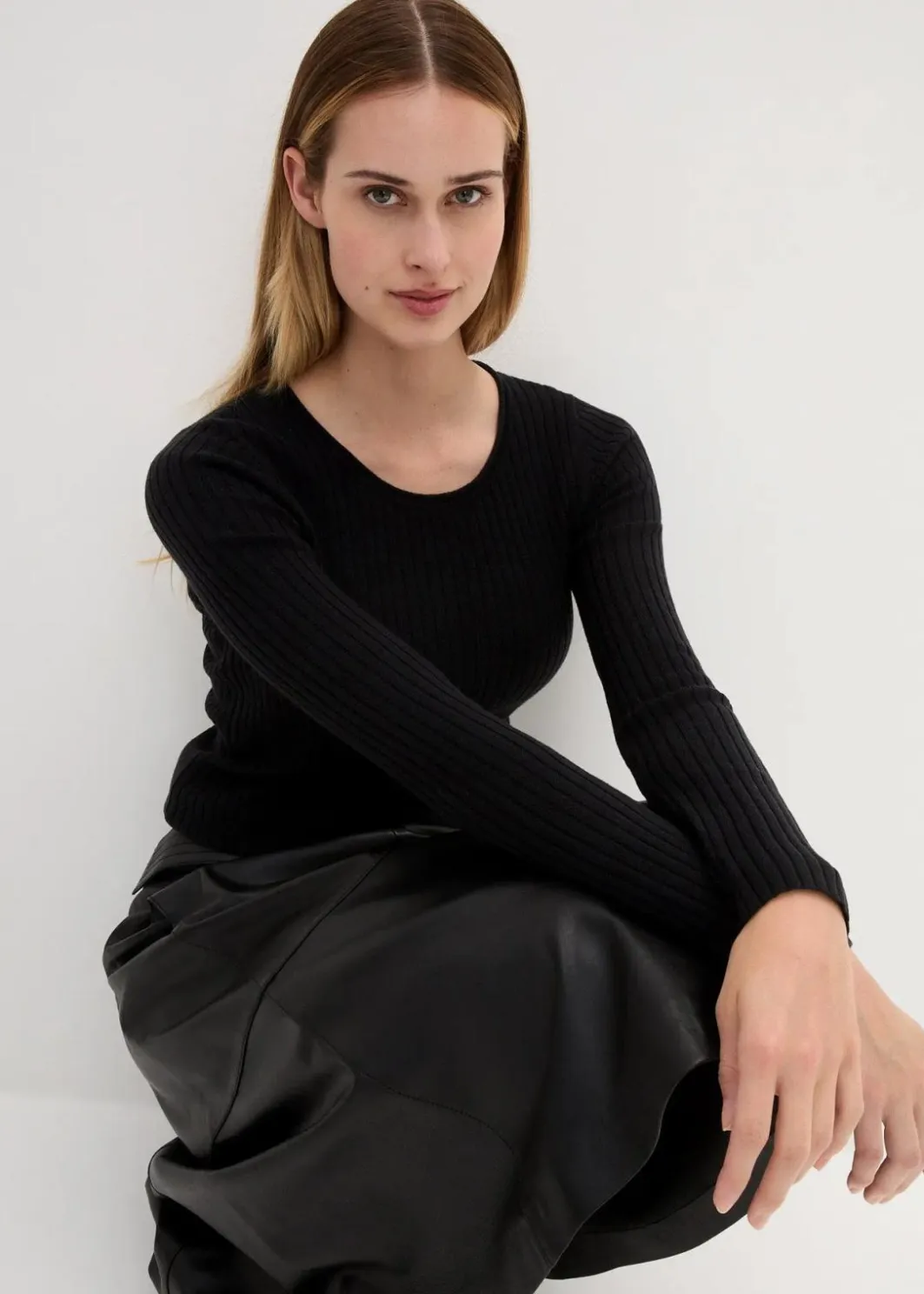 Damen bonprix Bekleidung·Umstandsmode|Premium|Rippenpullover aus Merinowolle