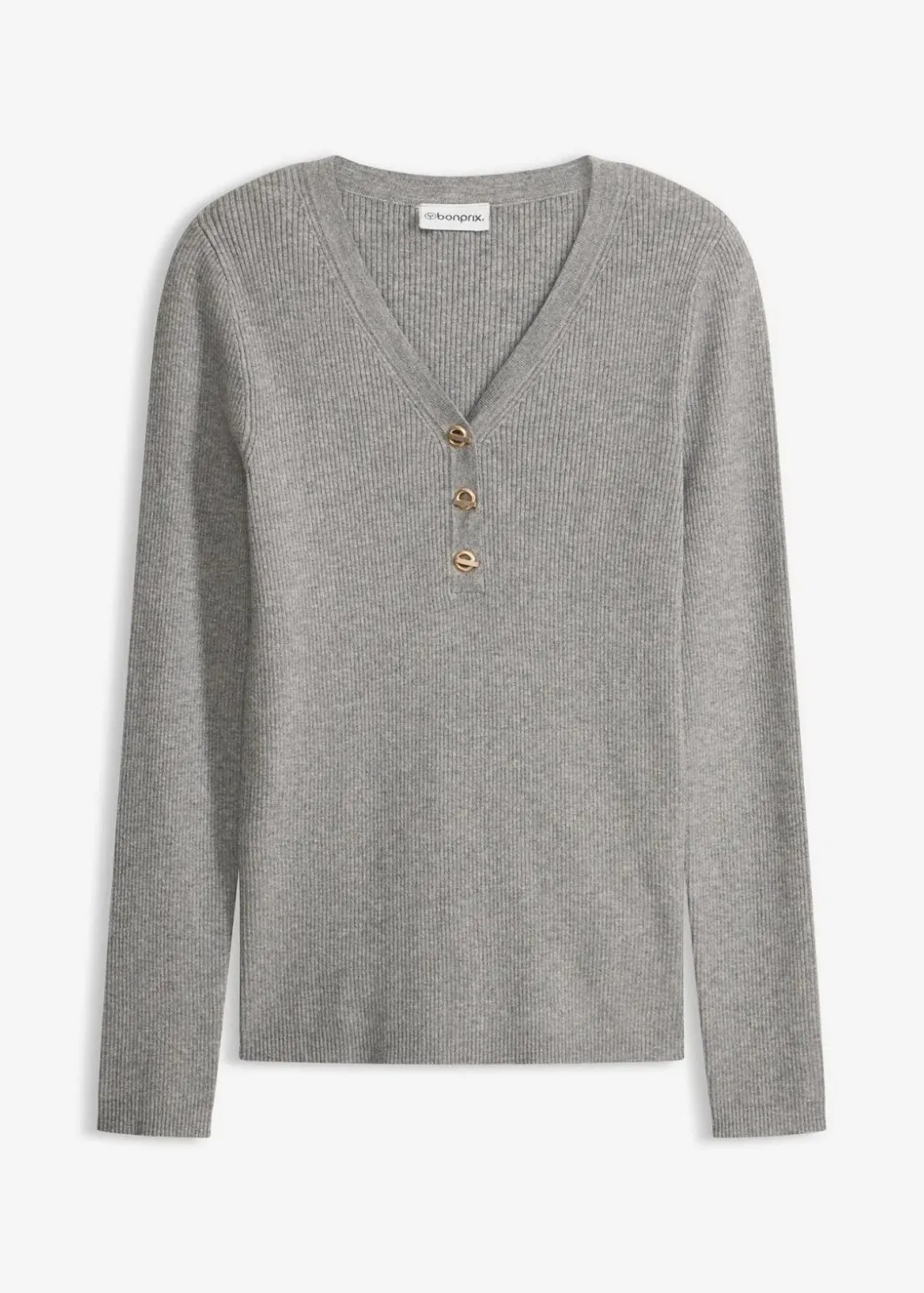 Damen bonprix Pullover & Strickjacken|Strickmode|Rippenpullover mit Viskose