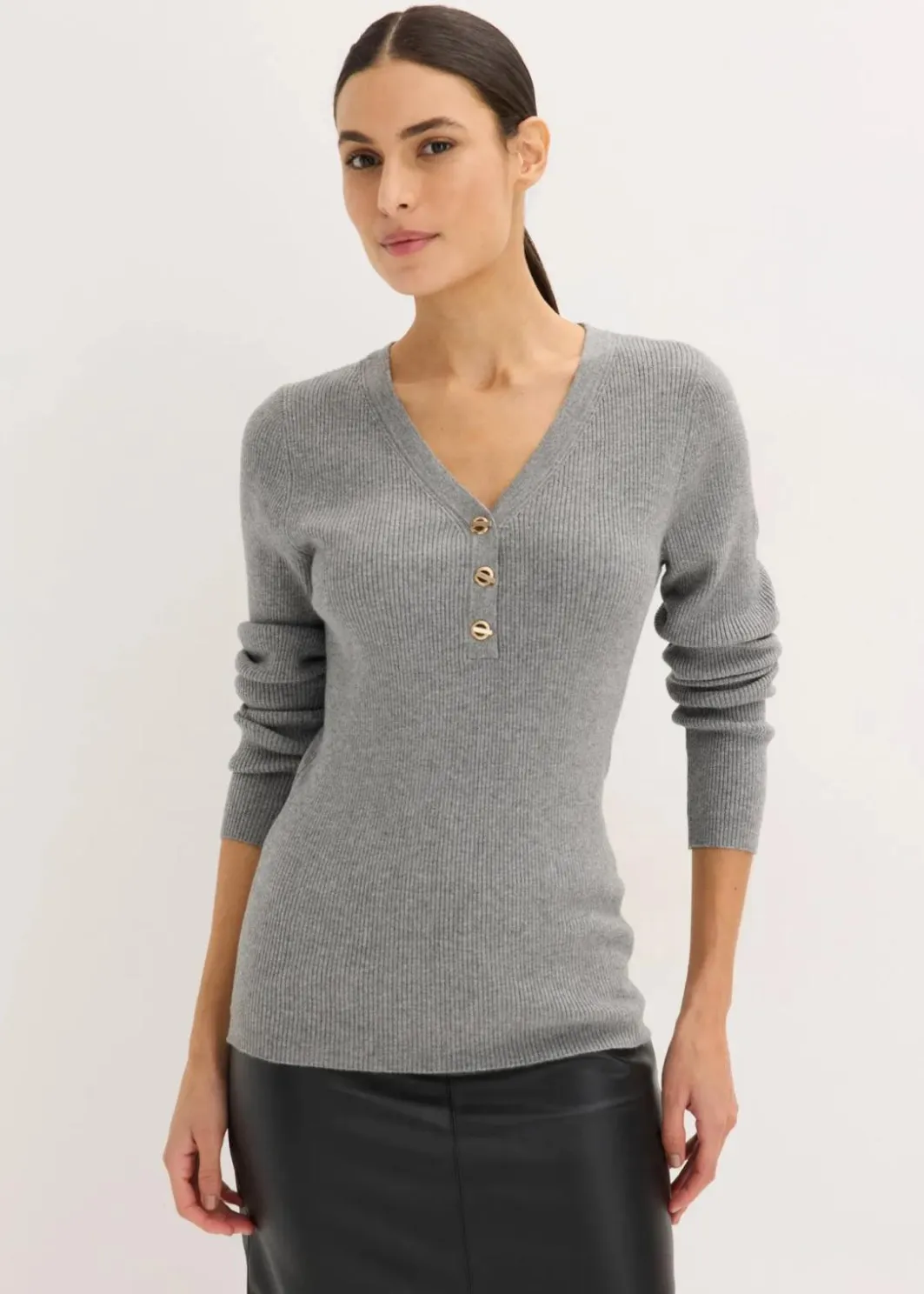 Damen bonprix Pullover & Strickjacken|Strickmode|Rippenpullover mit Viskose