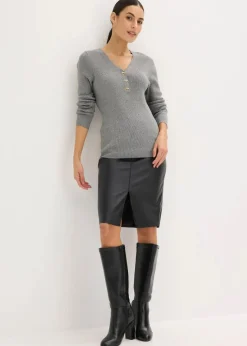 Damen bonprix Pullover & Strickjacken|Strickmode|Rippenpullover mit Viskose