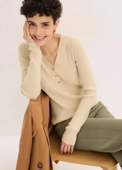 Hot Rippenpullover mit Viskose Damen Pullover & Strickjacken|Strickmode