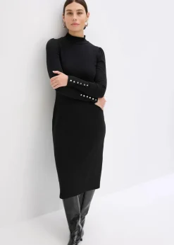 Damen bonprix Bekleidung·Pullover & Strickjacken|Kleider|Ripp-Jerseykleid aus Viskose-mix