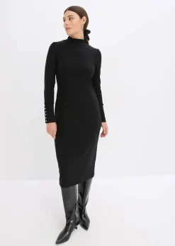 Damen bonprix Bekleidung·Pullover & Strickjacken|Kleider|Ripp-Jerseykleid aus Viskose-mix
