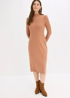 Damen bonprix Kleider|Bekleidung·Pullover & Strickjacken|Ripp-Jerseykleid aus Viskose-mix