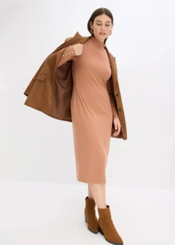 Damen bonprix Kleider|Bekleidung·Pullover & Strickjacken|Ripp-Jerseykleid aus Viskose-mix