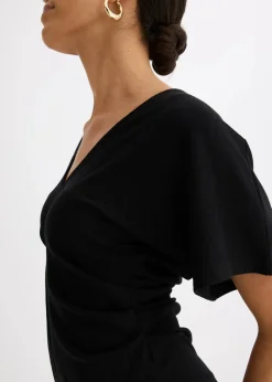 Online Rippkleid aus Jersey mit seitlicher Raffung Damen Kleider|Bekleidung·Pullover & Strickjacken