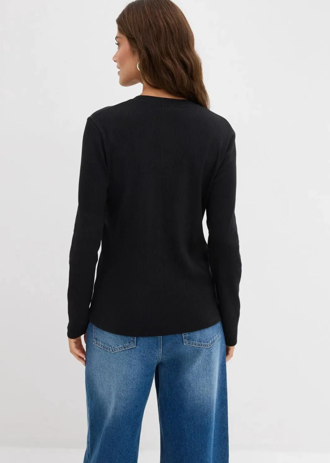 Outlet Ripp-Langarmshirt aus reiner Baumwolle Damen Bekleidung·Röcke|Basics