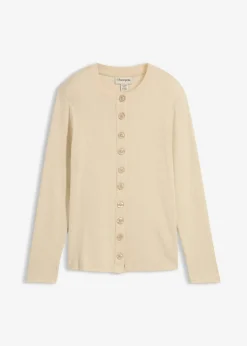 Damen bonprix Nachhaltigere Materialien|Shirts & Tops|Ripp-Langarmshirt aus reiner Baumwolle