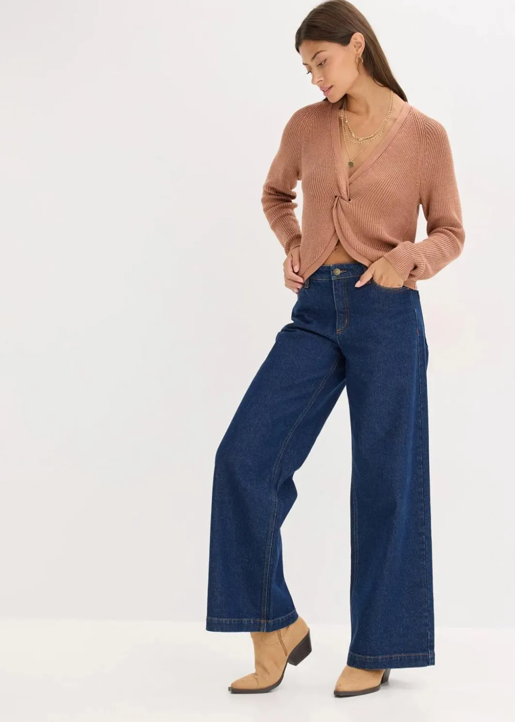 Damen bonprix Bekleidung·Umstandsmode|Bekleidung·Jeans|Ripp-Pullover aus fließendem Viskose-Mix