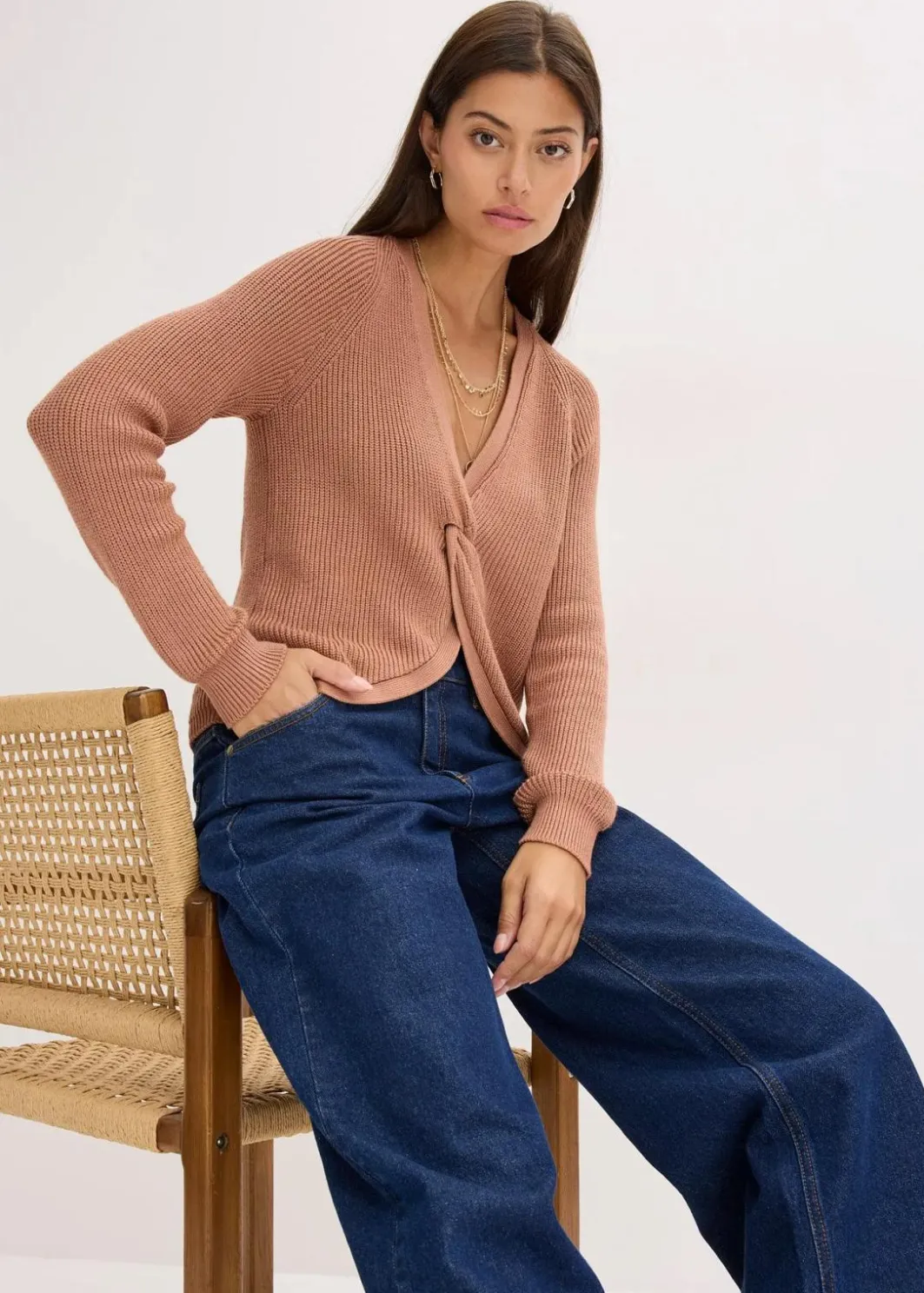 Damen bonprix Bekleidung·Umstandsmode|Bekleidung·Jeans|Ripp-Pullover aus fließendem Viskose-Mix