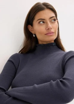 Ripp-Pullover aus fließendem Viskose-Mix Damen Bekleidung·Umstandsmode|Strickmode