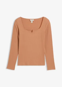 Damen bonprix Nachhaltigere Materialien|Rippshirt aus reiner Bio-Baumwolle